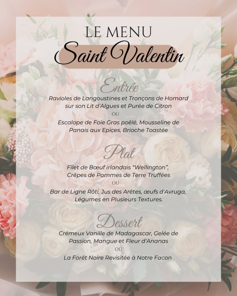 Menu spécial Saint Valentin au restaurant La Garenne
